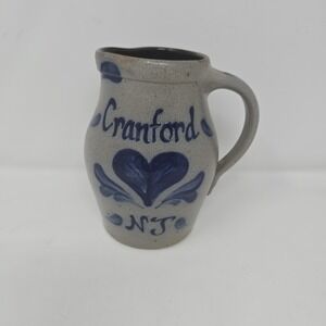 Rowe Pottery Salt Glazed Pitcher Jug Vintage  Stoneware Cranford New Jerse 6"